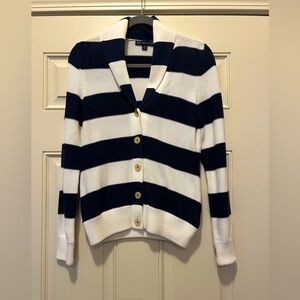 Brook Brothers Navy and White Stripe Cardigan